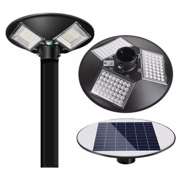 Foco solar tipo poste cuádruple